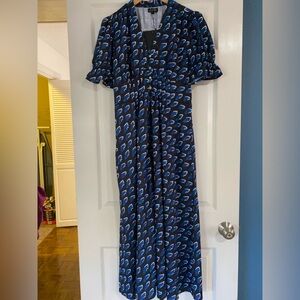 Elegant Blue Patterned Dress